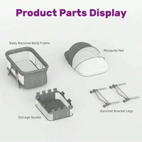 Sejoy 3 in 1 Rocking Crib Baby Bassinet Newborn Beside Sleeper Infant Sleeping Bed Convertible Anti-mosquito Foldable Portable