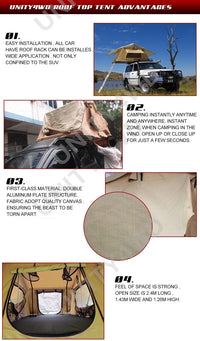 4x4 Roof Top Tent – Waterproof UV50+ Off-Road Car Camping Tent