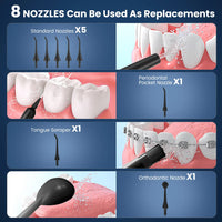 Sejoy Water Dental Flosser Oral Irrigator 8 Jet Tips 5 Modes IPX7 Waterproof  Portable Cordless Teeth Cleaner for Home&Travel