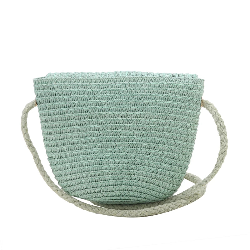 Girls’ Woven Straw Crossbody Shoulder Messenger Bag
