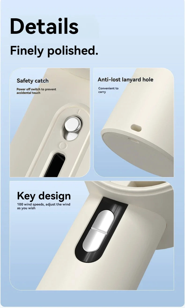 Xiaomi MIJIA Handheld High-speed Fan USB Charge Mini Portable 100 Speed Turbo Violent Small Outdoor Powerful Fan 3000mAh Battery