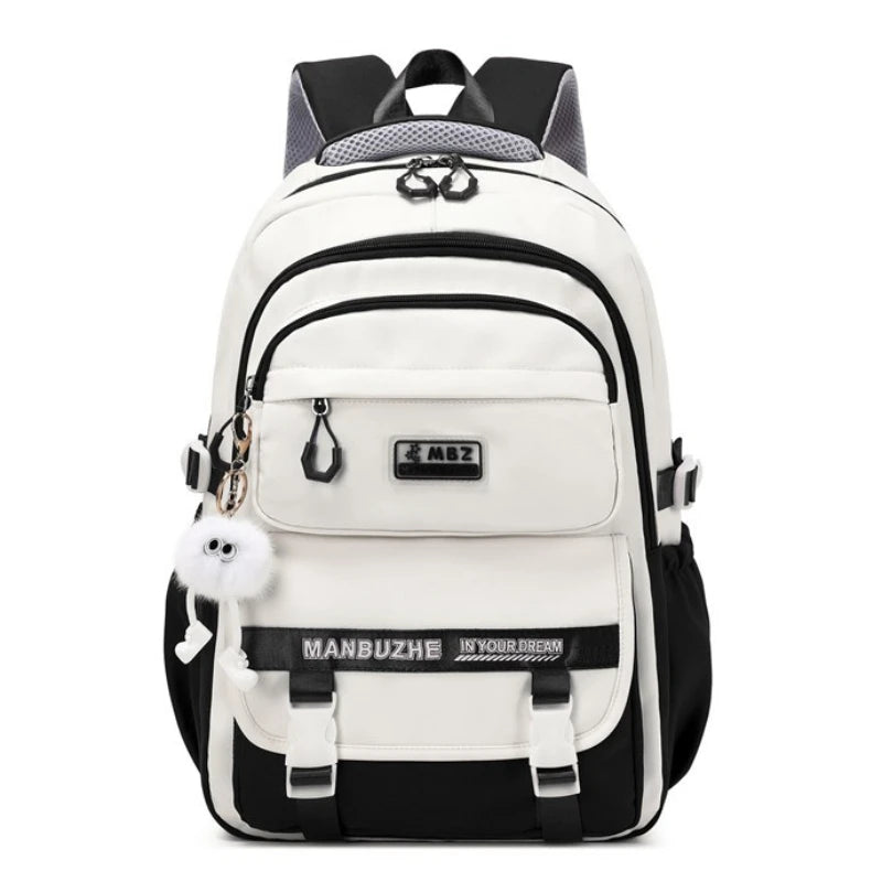 School Bags for High School Girls Fashion Large Capacity Travel Backpack Black and White Lightweight College Student Backpack