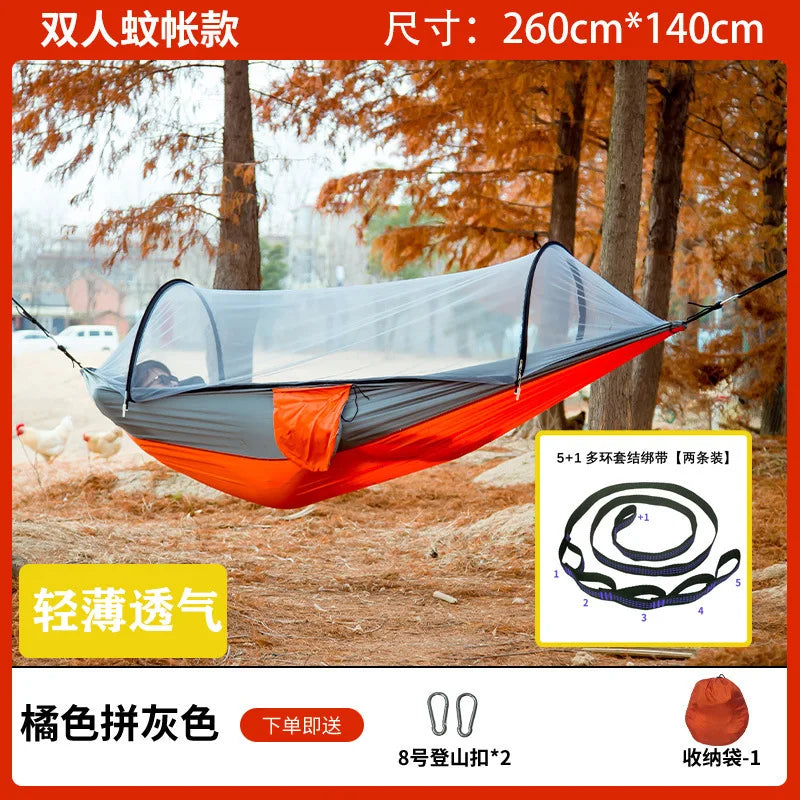 Two-Person Portable Camping Hammock with Straps & Belts