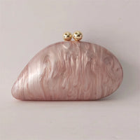 Marble Acrylic Evening Clutch Bag with Diamond Chain
