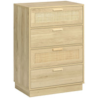 Nightstand with 4 Rattan Grid Drawers