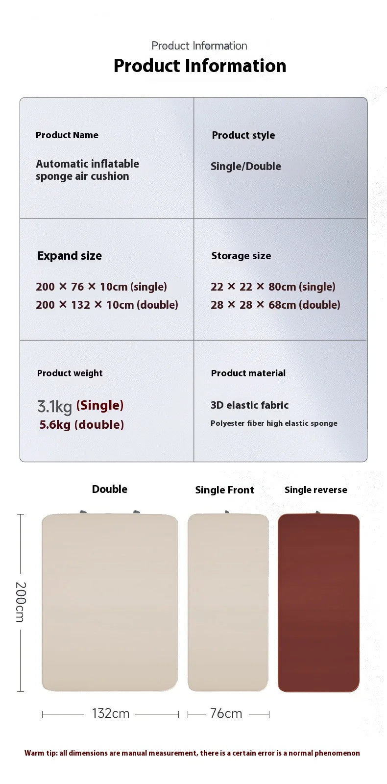 Lohascamping Double Self-Inflating Camping Mattress 10cm