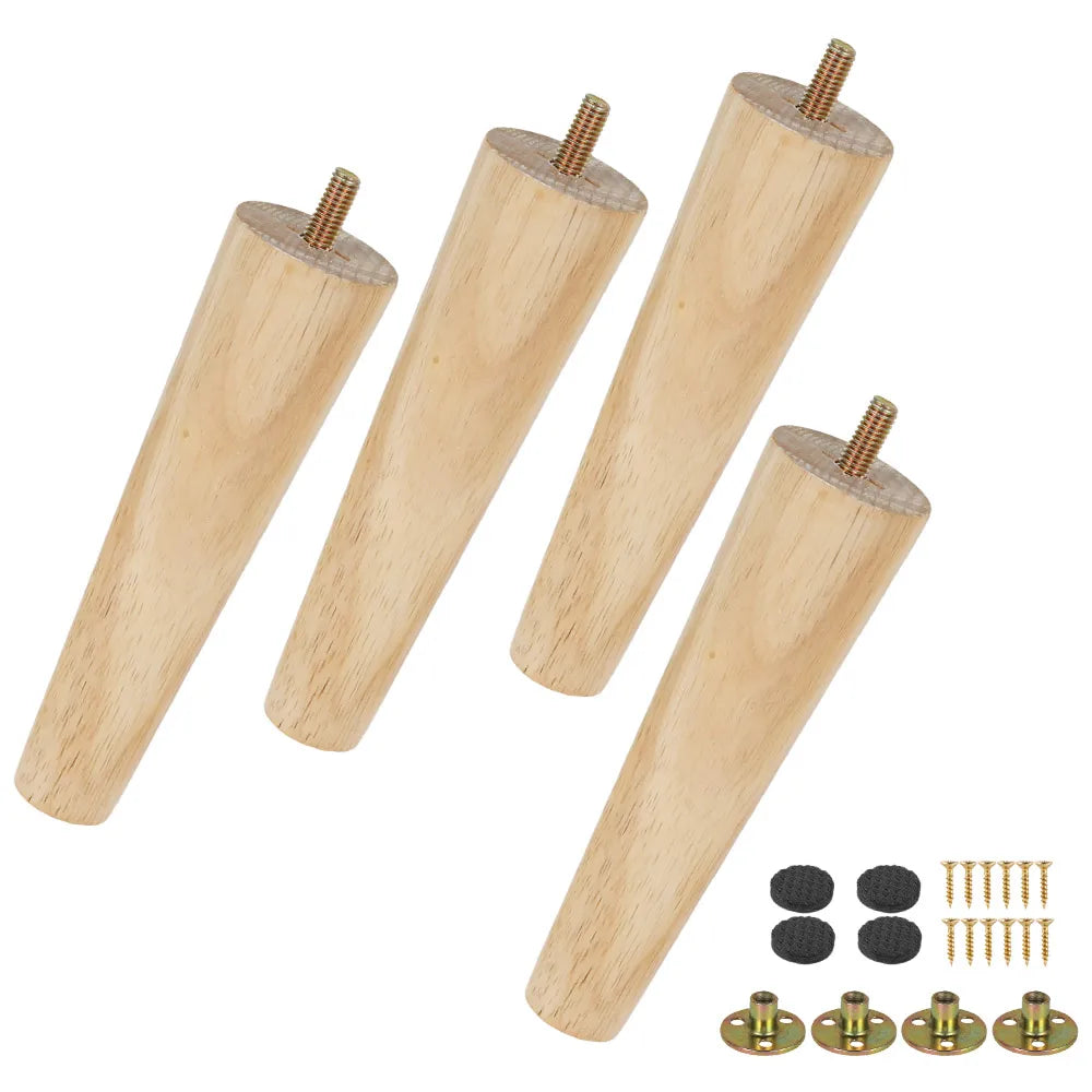 Solid Wood Furniture Legs Kit 8/15/20cm Height Furniture Feet Sloping Cone Sofa Bed Cabinet Table and Chair Replacement Sofa Leg