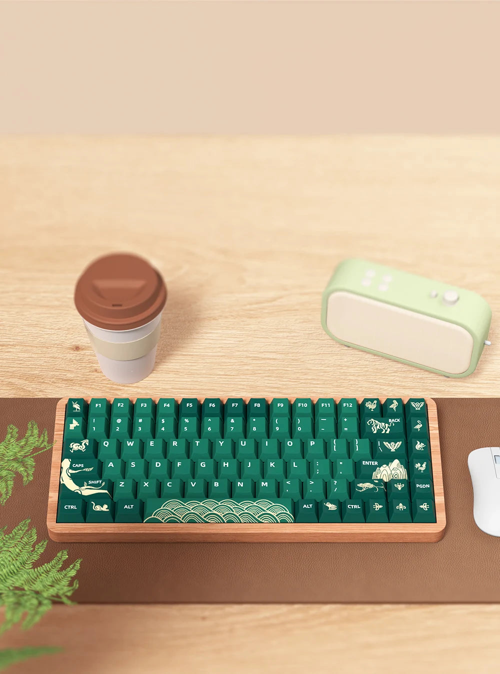 Animal Forest Green Cherry Profile Keycap Set ISO Layout