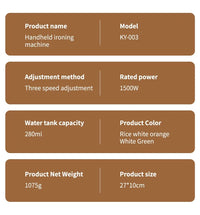 1500W Portable Handheld Clothes Steam Iron 280ml