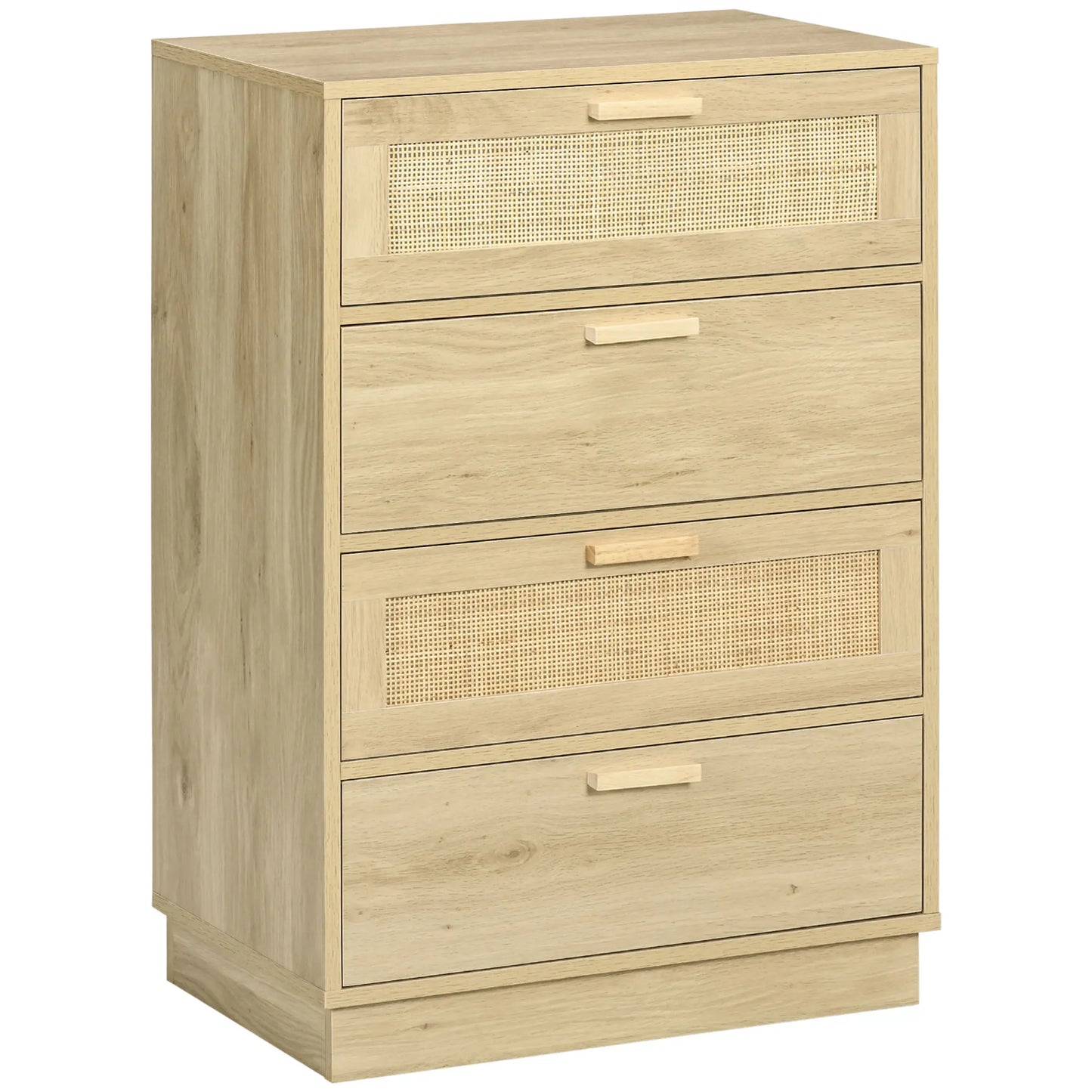 Nightstand with 4 Rattan Grid Drawers