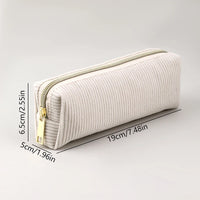 Solid Color Pencil Case Estuche Escolar Pencils Cases Trousse Corduroy Pen Case Stationery Simple School Supplies Pencil Pouch
