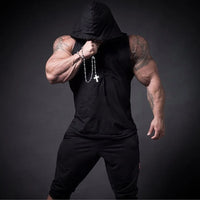 Men’s Sleeveless Hoodie – Cotton Gym Tank Top Vest