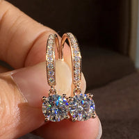 Huitan Rose Gold CZ Dangle Earrings for Women