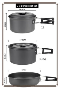 Camping Cookware Set Portable Pot & Pan for 1–7 Persons