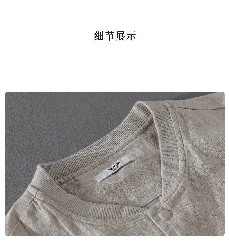 Men’s Cotton Linen Jacket – Casual Travel Stand Collar