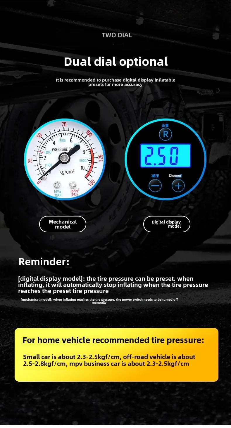 Portable Mini Car Inflatable Pump Digital Display