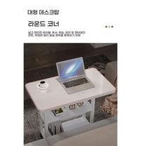 Simple Double-Layer Small Office Desk Floor Standing Simplicity Bedside Desk Adjustable Height Side Mobile Laptop Computer Table