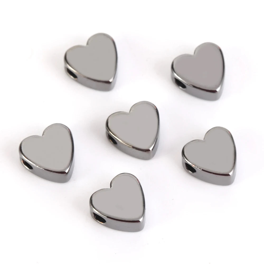 30pcs Gold & Silver Heart Spacer Beads