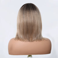 ALAN EATON Ombre Brown Short Layered Wig with Bangs