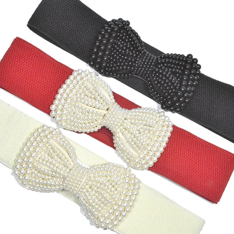 Women’s Large Bowknot Elastic Waist Belt for Dresses