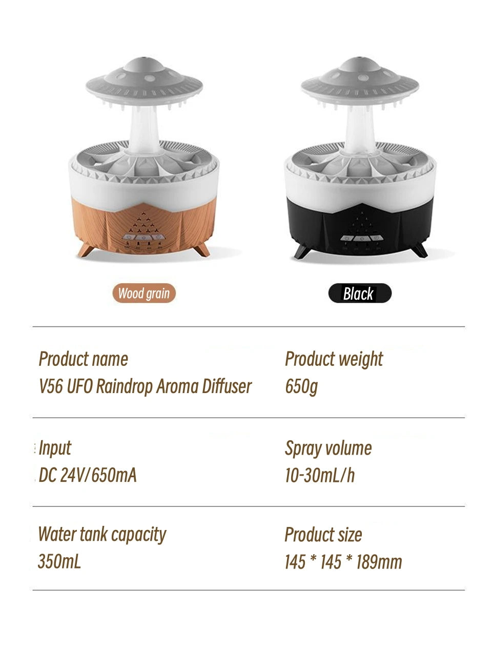 UFO Raindrop Remote Control Aroma Diffuser Electric Ultrasonic Air Humidifier Creative Water Drop Home Essential Oil Diffuser