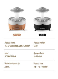 UFO Raindrop Remote Control Aroma Diffuser Electric Ultrasonic Air Humidifier Creative Water Drop Home Essential Oil Diffuser