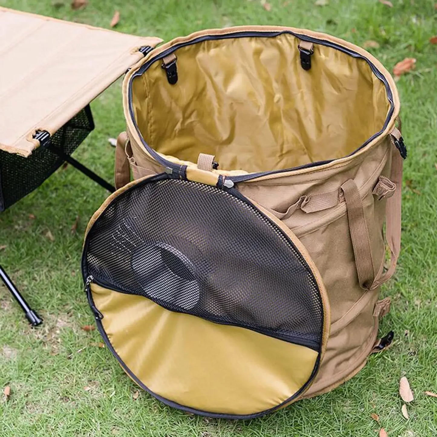 Camping Trash Can Folding Portable Bin with Zipper Lid