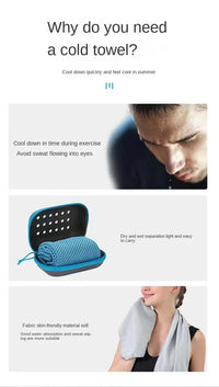 Sport Towel with Mini Silicon Gel Set Portable Breathable Sweat Absorption  Fitness Sport GYM Running Outdoor Quick Dry Cool