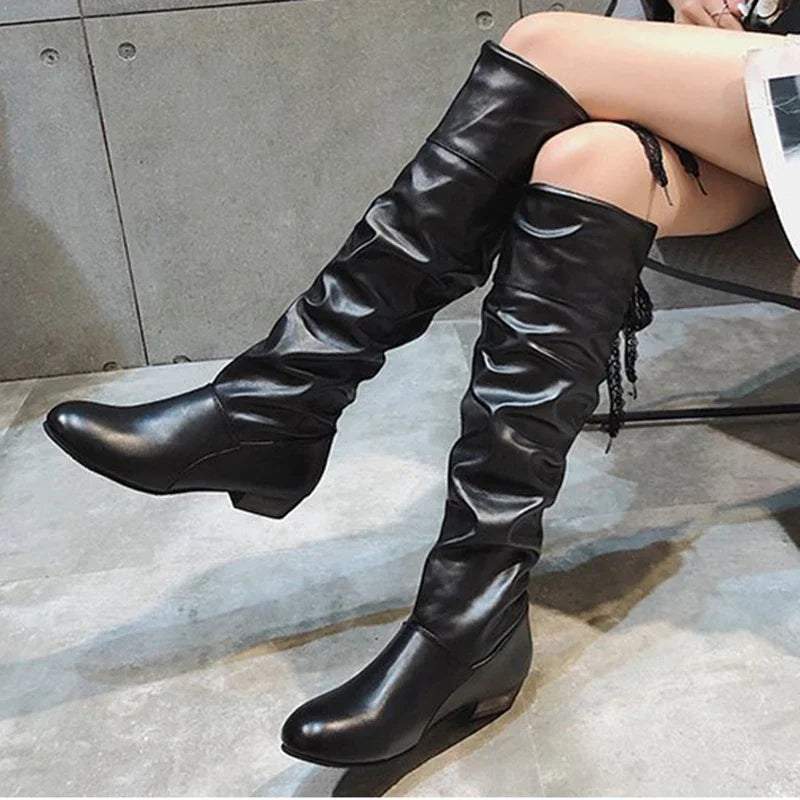 Shoes For Women 2022 Spring Knee High Boots Red Black White