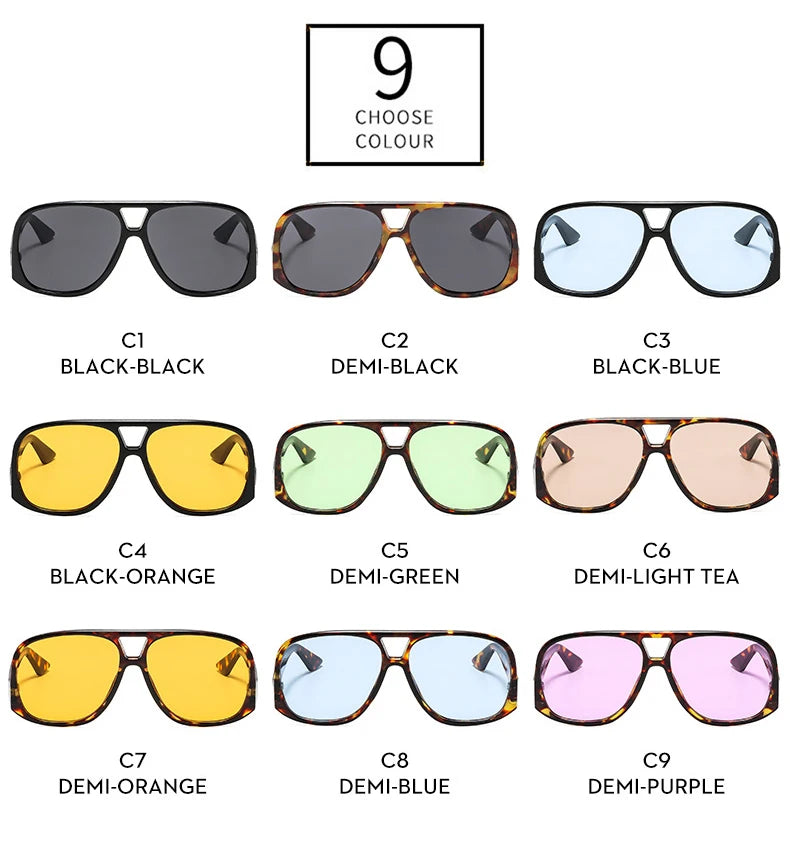 SO&EI Retro Double Bridges Pilot Women Sunglasses Fashion Candy Color Shades UV400 Trending Men Leopard Sun Glasses