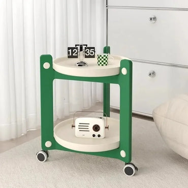 Nordic Movable Coffee Table with Wheels & Storage Rack