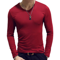 Men’s Slim Fit V-Neck Long Sleeve T-Shirt – Casual Solid Tee