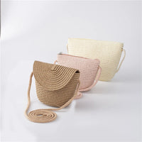 Girls’ Woven Straw Crossbody Shoulder Messenger Bag
