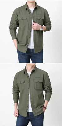 Men’s Outdoor Cotton Work Shirt – Multi-Pocket Safari Style