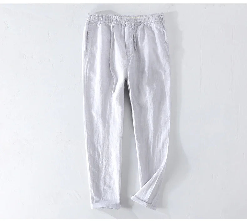 Men’s Linen Dress Pants Casual Loose Summer Trousers