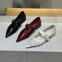Women Sandals Pointed Toe  Flats Hollow Loafers Shoes