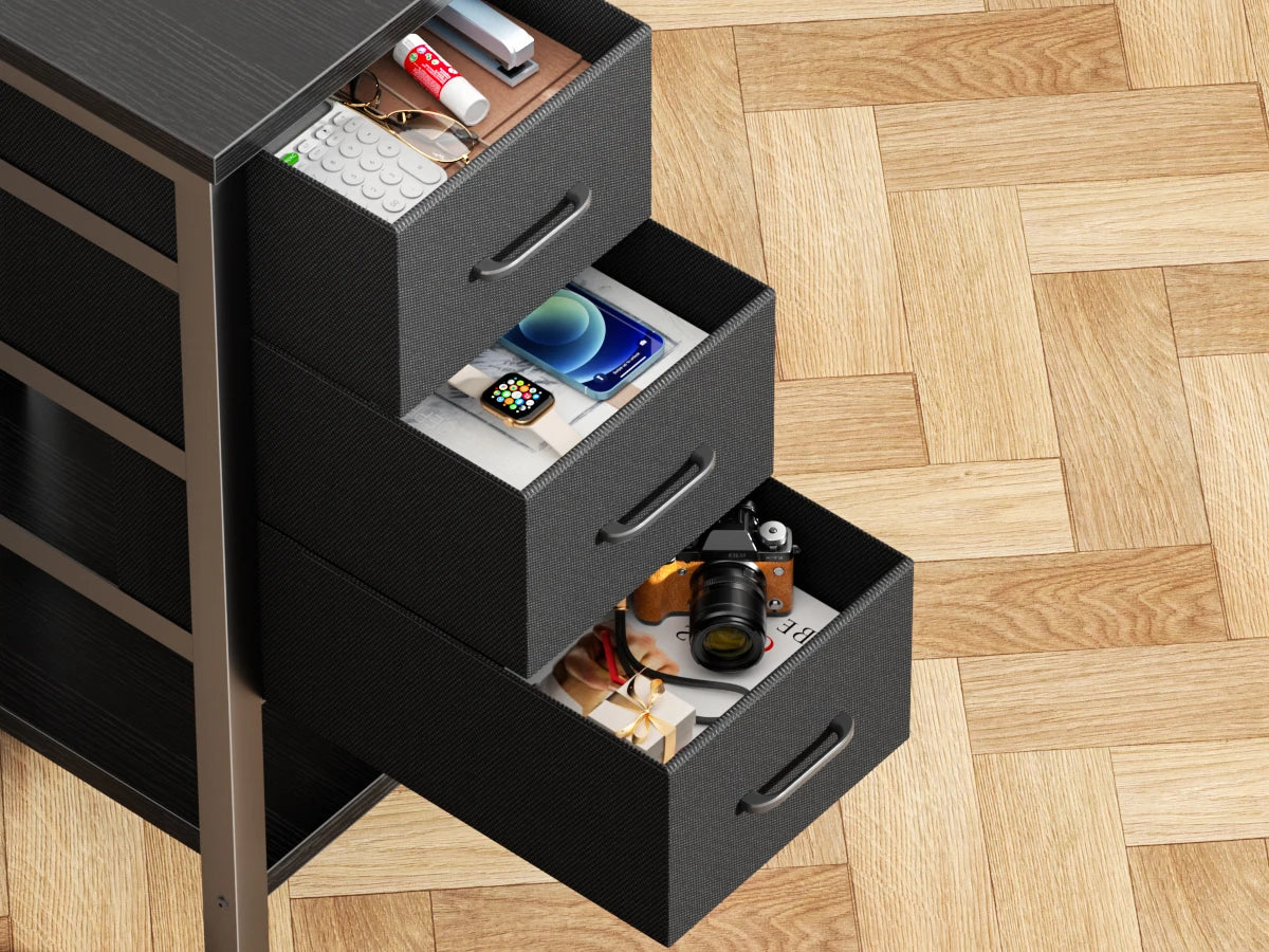 Satifur 93 inch 2-person Office Desk with Power Sockets and LED Lights,61in Computer Desk,Home Work Desk,Monitor Stands, Drawers