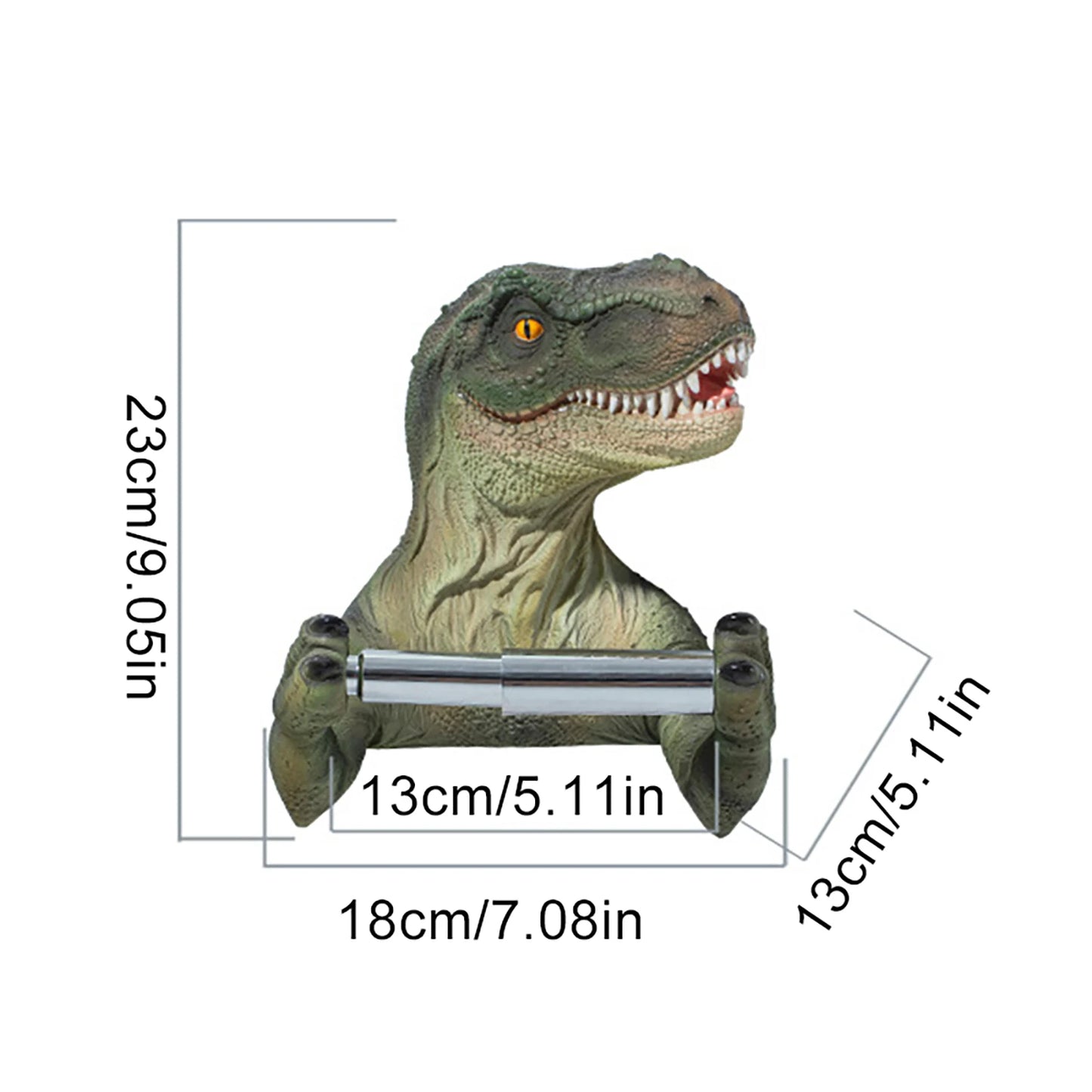 Resin Dinosaur Toilet Paper Holder WC Tissue Rack Punch-free Shelf Bathroom Wall-mounted Tissue Rack Roll Paper Hanger Rack for
