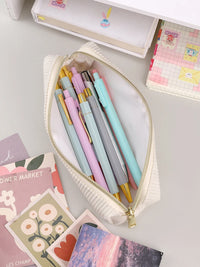 Solid Color Pencil Case Estuche Escolar Pencils Cases Trousse Corduroy Pen Case Stationery Simple School Supplies Pencil Pouch