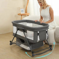 Sejoy 3 in 1 Rocking Crib Baby Bassinet Newborn Beside Sleeper Infant Sleeping Bed Convertible Anti-mosquito Foldable Portable