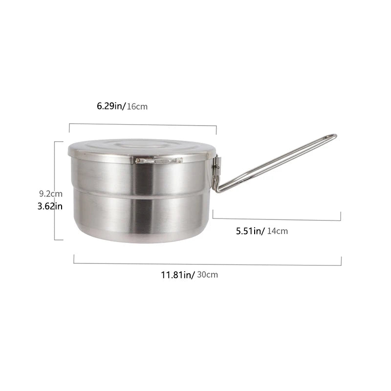 Portable Stainless Steel Camping Pot for Outdoor Cooking
