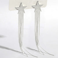 AENSOA Gold Star Tassel Drop Earrings for Women