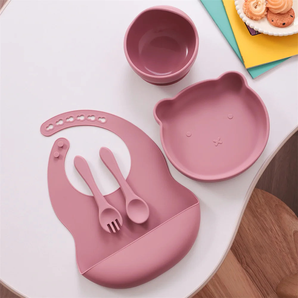 Kids 5PCS Silicone Feeding Set – BPA Free Dinnerware