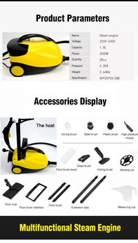 220V Electric Steam Cleaner – 2000W High-Temp Disinfection