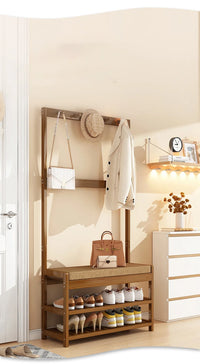 Bamboo Shoe Changing Stool – Modern Entryway Bench