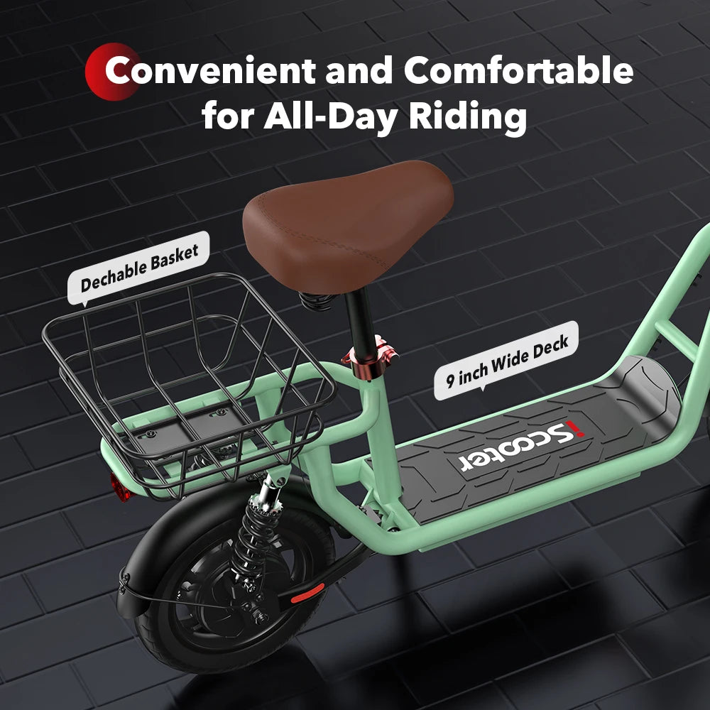 i12 Electric Scooter Foldable with Seat & Basket