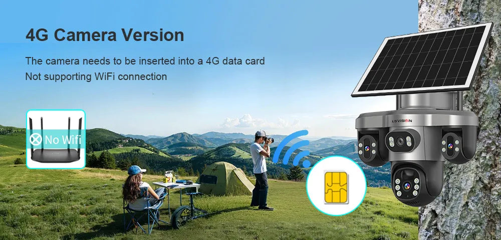 LS VISION V380 Pro 4G Solar PTZ Security Camera 15MP