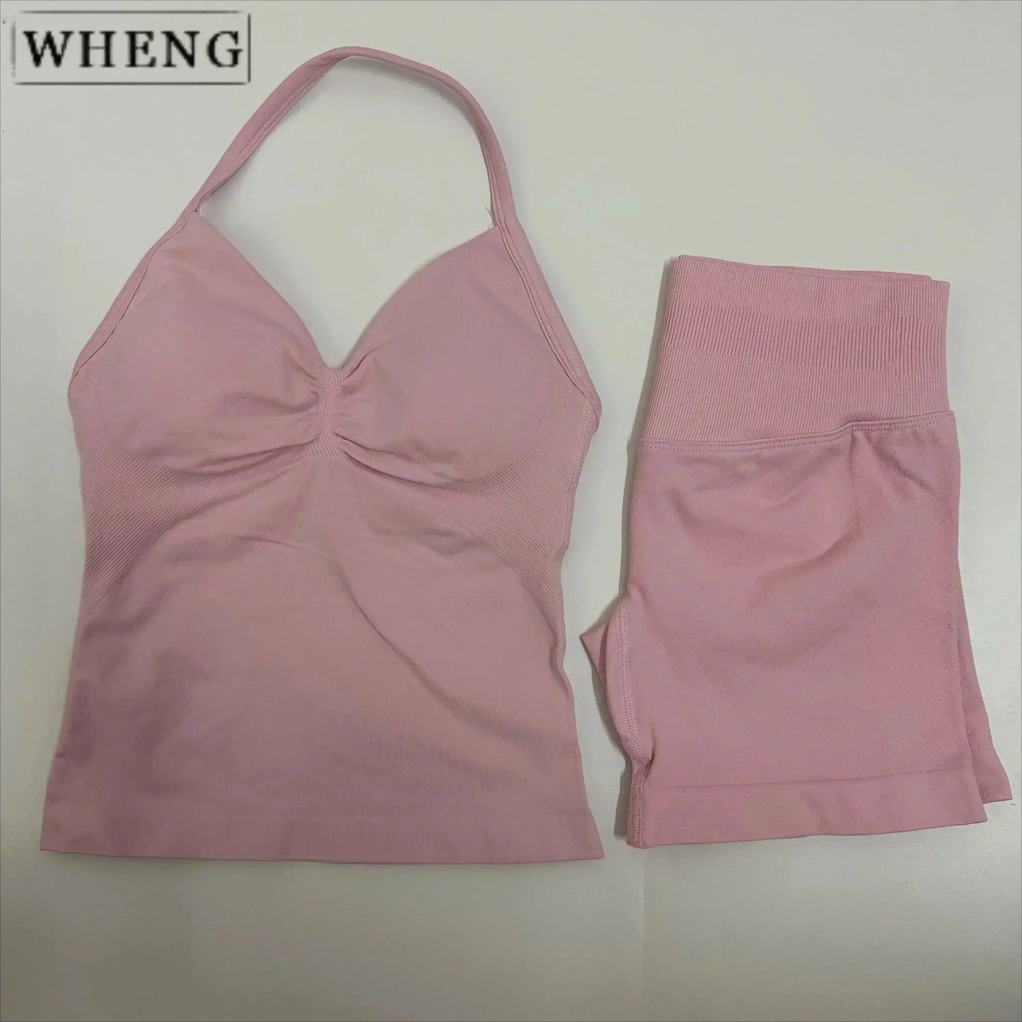 Summer fitness shape  beautiful shoulder straps  chest pillow  bra and yoga shorts  a must for fitness.