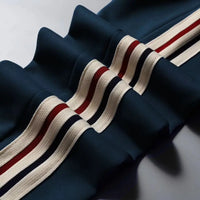 Men’s Slim-Fit Blue Casual Pants with Contrast Ribbon