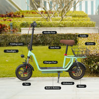 i12 Electric Scooter Foldable with Seat & Basket